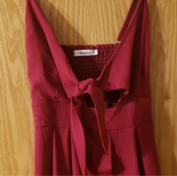 NWT Burgendy Tie Front Fit and Flare Button Down Sundress - Picture 9 of 11